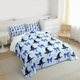thumbnail image 3 of Manfei Halloween Witch Hat Queen Comforter Set, Girly Blue Cartoon Bedding Sets, Princess Bow-tie Reversible Bedding Comforter Set, Luxury Bedroom Decor, 3 Pieces, 3 of 8