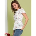 thumbnail image 4 of Blusa Estampado Floral Allegra K Cuello De Corbata Peplum Top Para Mujer Blanco L, 4 of 6