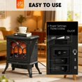 thumbnail image 4 of TopComfy Electric Fireplace Stove Heater with Realistic Log Set Flame Effect Freestanding Design Adjustable Heat Settings for Living Room Bedroom, Black, 4 of 6