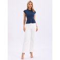 thumbnail image 4 of DARING DIVA Women's Peplum Tops Cap Sleeve Crew Neck Business Work Blouse Tops XS Navy Blue, 4 of 6