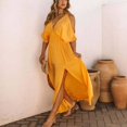 thumbnail image 1 of Vestido largo con cuello en V, vestido con cuello en V para mujer, vestido largo con hombros descubiertos, vestido largo de verano para mujer, elaborado con cuidado, 1 of 6