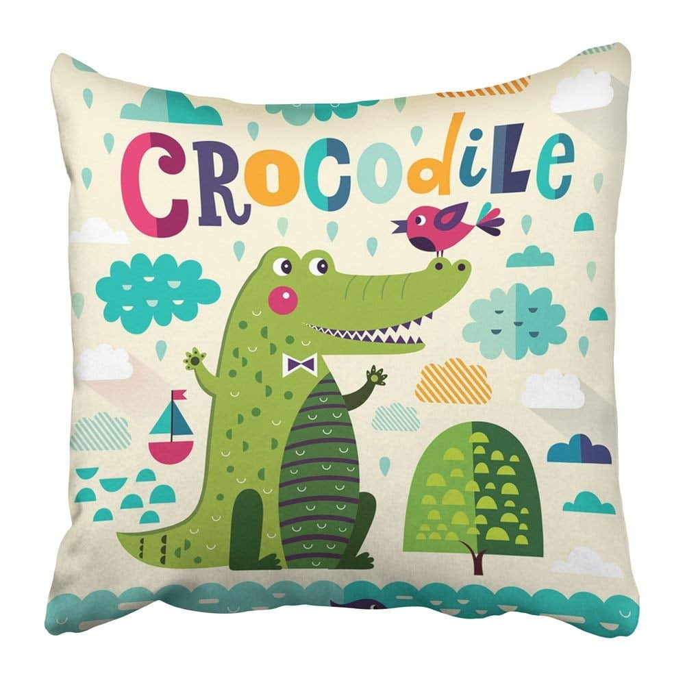 18 X 18  Swamp gator crocodile alligator embossed vinyl decorative indoor outdoor throw pillow cases SET OF 2