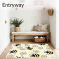 thumbnail image 3 of ODIKA 2'x3' Machine Washable Non-Slip Area Rug, Adorable Striped Pollinator Bathroom Ensemble With Hexagonal Designs High Traffic Rug, Yellow, 723028, 3 of 7