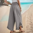 thumbnail image 6 of Ruffled Wide Leg Pants for Woman Plus Size Elastic High Waist Straight Leg Stretch Lightweight Women’s Casual Pant Ruffled Shorts Dark Gray XL, 6 of 7