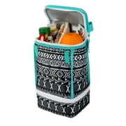 Arctic Zone Dual Compartment Lunch Bag Plus with Microban® Protected Easy Clean Lining, Black and White Aztec