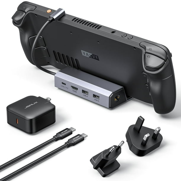 Estación de acoplamiento compatible con JSAUX con Steam Deck y cargador de 65 W