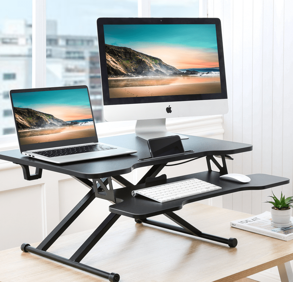 FITUEYES Standing Desk Converter Sit to Stand Up Desk for Dual Monitors ...