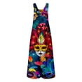 thumbnail image 6 of DHFJKG Women's Jumpsuits Summer Bib Overalls Carnival Printed One Piece Outfits Sleeveless Wide Leg Pants Rompers With Pockets Rave Party Versatile Onesie, 6 of 6