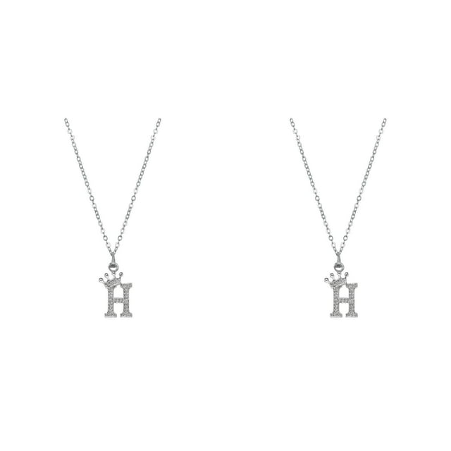 (Lot de 2) 2025 26 Anglais Breloques Complètes pour Colliers Pendentif Collier pour Femmes Chaîne pour Femmes Colliers en Strass A Z Collier en Acier Inoxydable 26