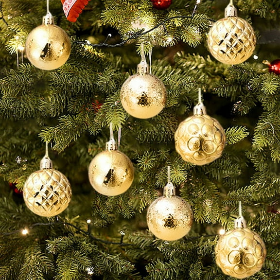 InsCrazy 12PC Christmas Ball Ornaments for Holiday Wedding Party 1.97inch/50mm Durable Plastic Shatterproof Hanging Xmas Tree Decorations