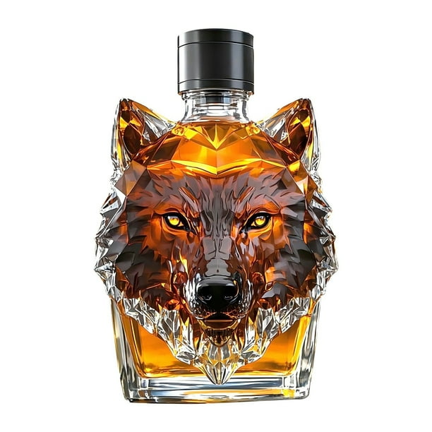 Licor de Cristal Cabeza de Lobo con Exquisito Diseño de Lobo Elegante Bar en Casa y Único para los Amantes del Whisky