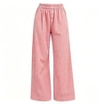 thumbnail image 3 of hoksml Women's Gingham Wide Leg Pants Elastic High Waist Button Front Pleated Lounge Trousers with Pockets for Vacation and Daily Casual, 3 of 8