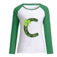 thumbnail image 4 of Lilgiuy Women Fashion O-Neck Saint Patrick Print Long Sleeve T-Shirt Long Sleeve Splicing Top for Holiday Travel Beach, 4 of 4