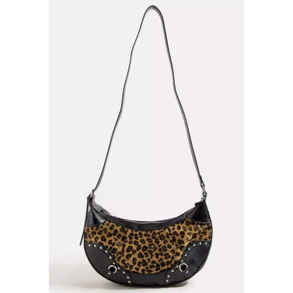 I am a Fashion Junky Fame Leopard Print Half Moon Shoulder Bag - One Size