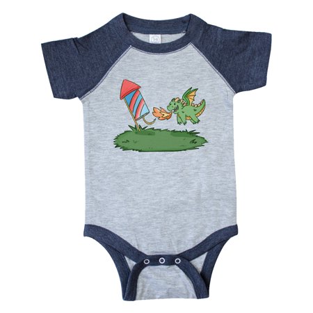 

Inktastic 4th of July Cute Green Firework Dragon Gift Baby Boy or Baby Girl Bodysuit