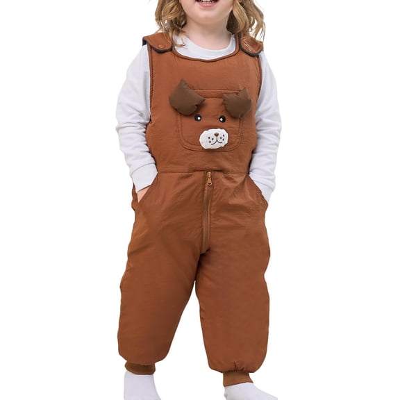 Ruyang Baby Cute Animal Puffer Snow Bib Overalls Toddler Zip up Ski Jumpsuit Winter Waterproof Warm Clothes Down Snowsuit