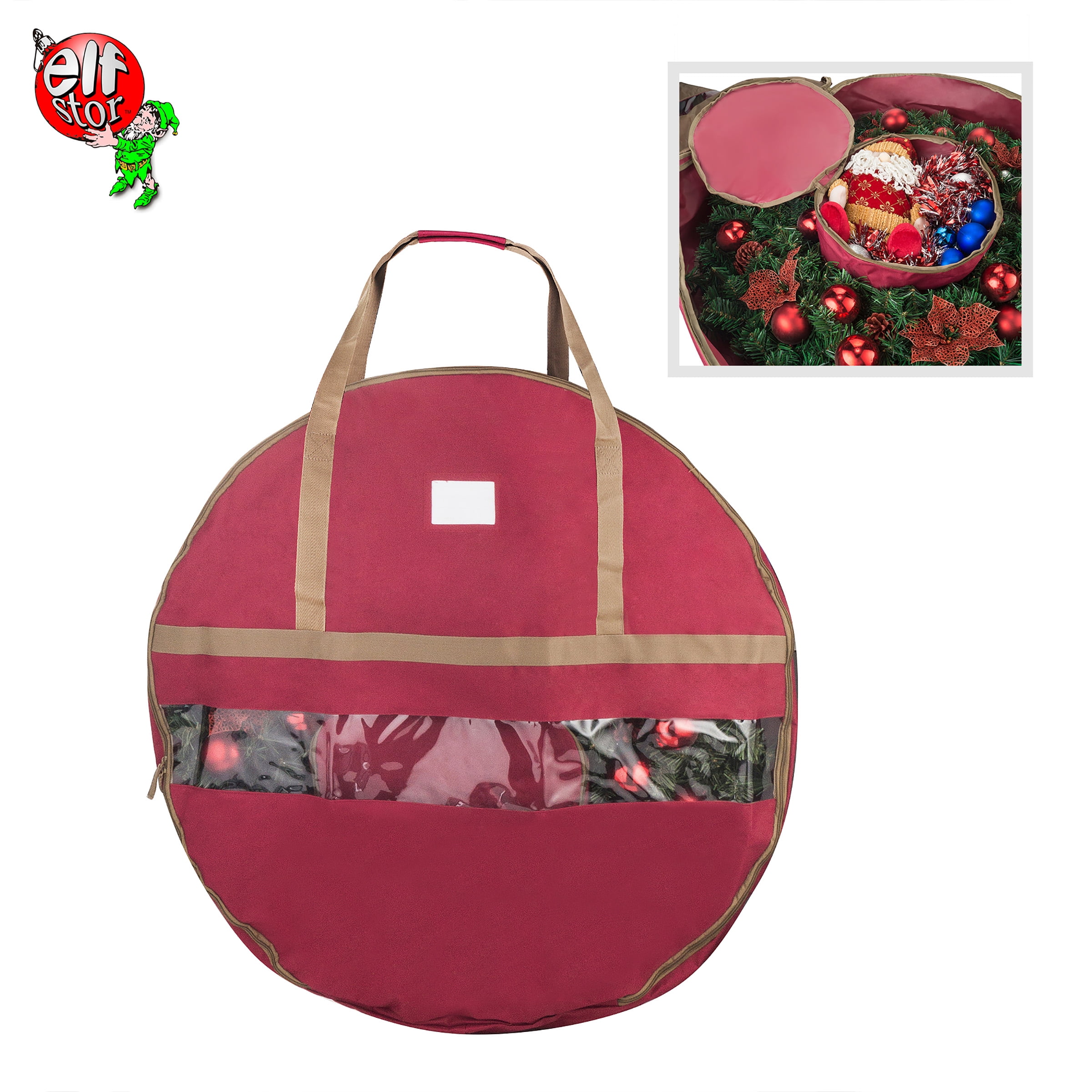 Elf Stor Storage Christmas Tree and Wreath Storage Bag Red