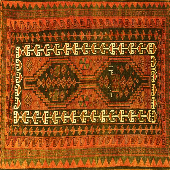 Ahgly Company Machine Washable Indoor Square Persian Yellow Traditional Area Rugs, 4' Square