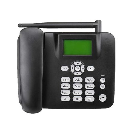 Fixed Wireless Phone 4G Desktop Telephone Support GSM 850/900/1800/1900MHZ SIM Card Cordless Phone with Antenna Radio Alarm Clock SMS Funtion for House Home Call Center Office Company Hotel