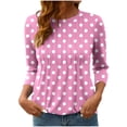 thumbnail image 2 of Heisall Women's T-Shirts 3/4 Sleeve Round Neck Loose Casual Striped Non-positional Print Spring/Autumn Fashion, 2 of 7