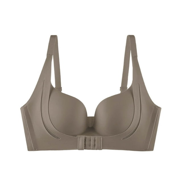 VSSSJ Push Up Bras for Women Wireless Front Closure Bra Soft Support Breathable Bra Full Coverage Bras Coffee S