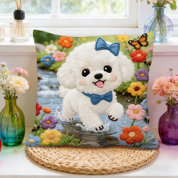 Cute Animals Decorative Throw Pillow Cover , Animals Family Animals Outdoor Pillow Cases Square Standard Cushion Cover for Sofa Couch Bed Car 17.72x17.72 inch