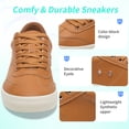 thumbnail image 3 of FUTINA women court Sneakers Comfortable Retro Tennis Sneakers Low Top Faux Leather walking Shoes(Brown/Beige US8), 3 of 5