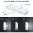 thumbnail image 2 of Luz nocturna LED automática [paquete de 2], 12 LED recargables por USB para armario, con sensor de movimiento y tira magnética adhesiva, 3 modos (automático/encendido/apagado) para dormitorios, escale, 2 of 5