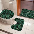 thumbnail image 5 of Summer Turtle Backed Leaves Bathroom Rugs Set Vintage Tropical Plant Non Slip Absorbent Soft Bath Mats 3 Piece Set with Bathroom Rug, U-Shaped Floor Mat, Toilet Seat Cover Small Size, 5 of 9