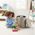 thumbnail image 3 of Kvell Pom Pom 15" Kids Storage Ottoman, Velvet Upholstery, Taupe, 3 of 9