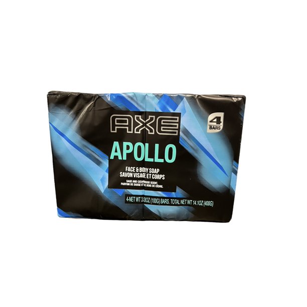 Axe Bar Soap for Men, Apollo Face and Body Wash 3.7 oz (100g) 4 Pack