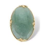 PalmBeach Jewelry Cabochon Cut Genuine Black Agate Green Jade or Rose Quartz 18k Yellow Gold-Plated Scroll Ring
