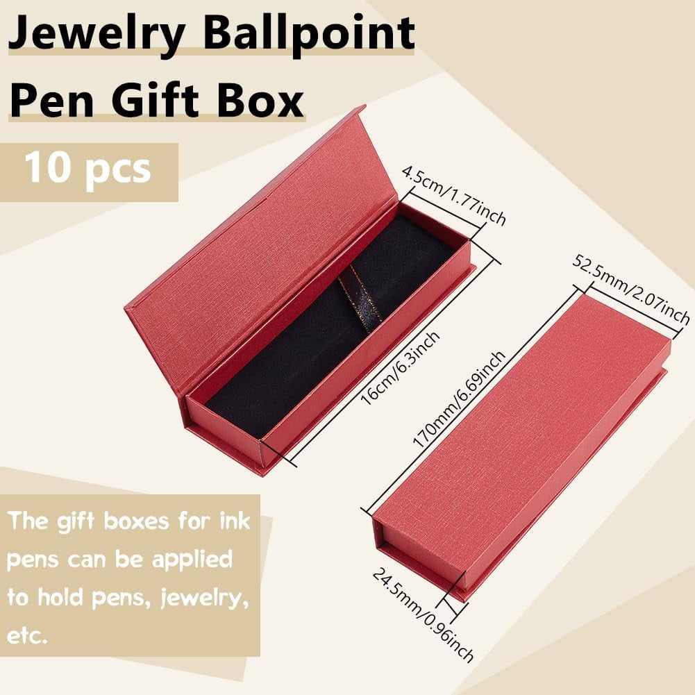 Rectangle Cardboard Pen Storage Boxes with Magnetic Flap Lid Pen Gift Case with Velvet Inside Dark Red 17x5.25x2.45cm