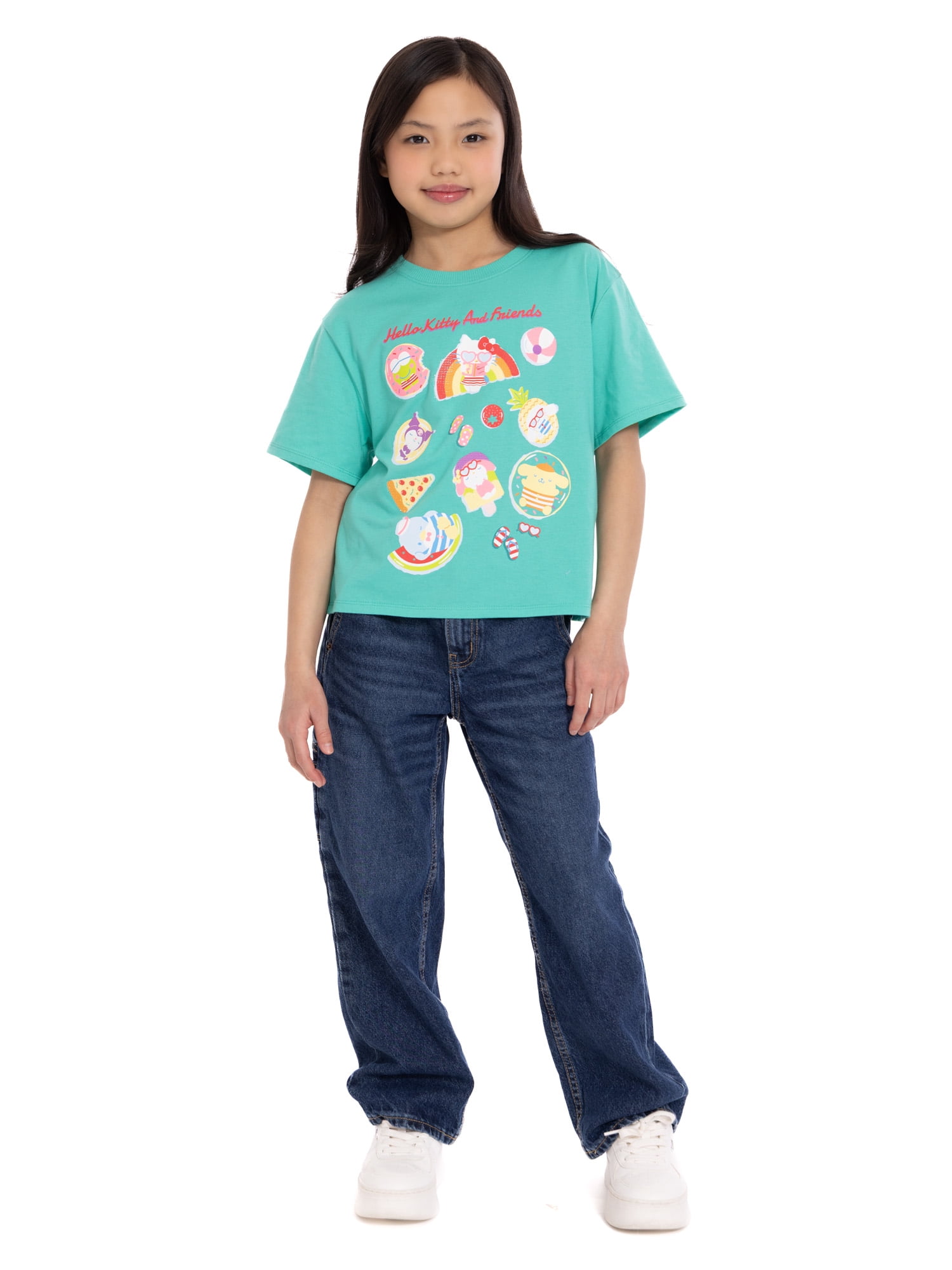 Hello Kitty Girl's Short Sleeve Graphic Embellished Crewneck T-Shirt, Sizes 4-16