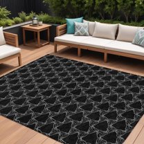 HomeRoots 613545 8 x 10 ft. Black & White Geometric Washable Indoor & Outdoor Rectangle Area Rug