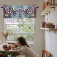 thumbnail image 6 of Hokiten Rod Pocket Curtain Valance, Purple Spring Flowers Farmhouse Window Valance for Living Room, Bedroom, Kitchen Retro Blue Mottled Wall Pastoral 42"W x 12"L, 6 of 8