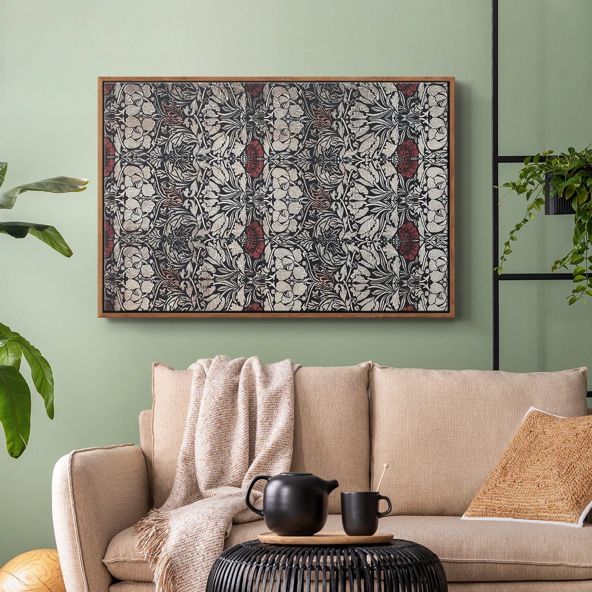 Vintage Abstract Print-XXII Framed in Walnut Wood Gallery Wrapped Canvas 17 in. x 25 in.