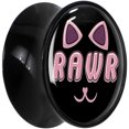 thumbnail image 2 of Body Candy 9/16" 2PC Black Acrylic RAWR Kitty Cat Saddle Plugs Double Flare Plug Ear Plug Gauges 14mm, 2 of 4