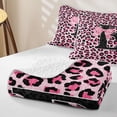 thumbnail image 4 of Manfei Pink Leopard Print Bow Letter E Twin Quilt Set for Girls, Fashion Initial Twin Coverlet Set, 4 of 7