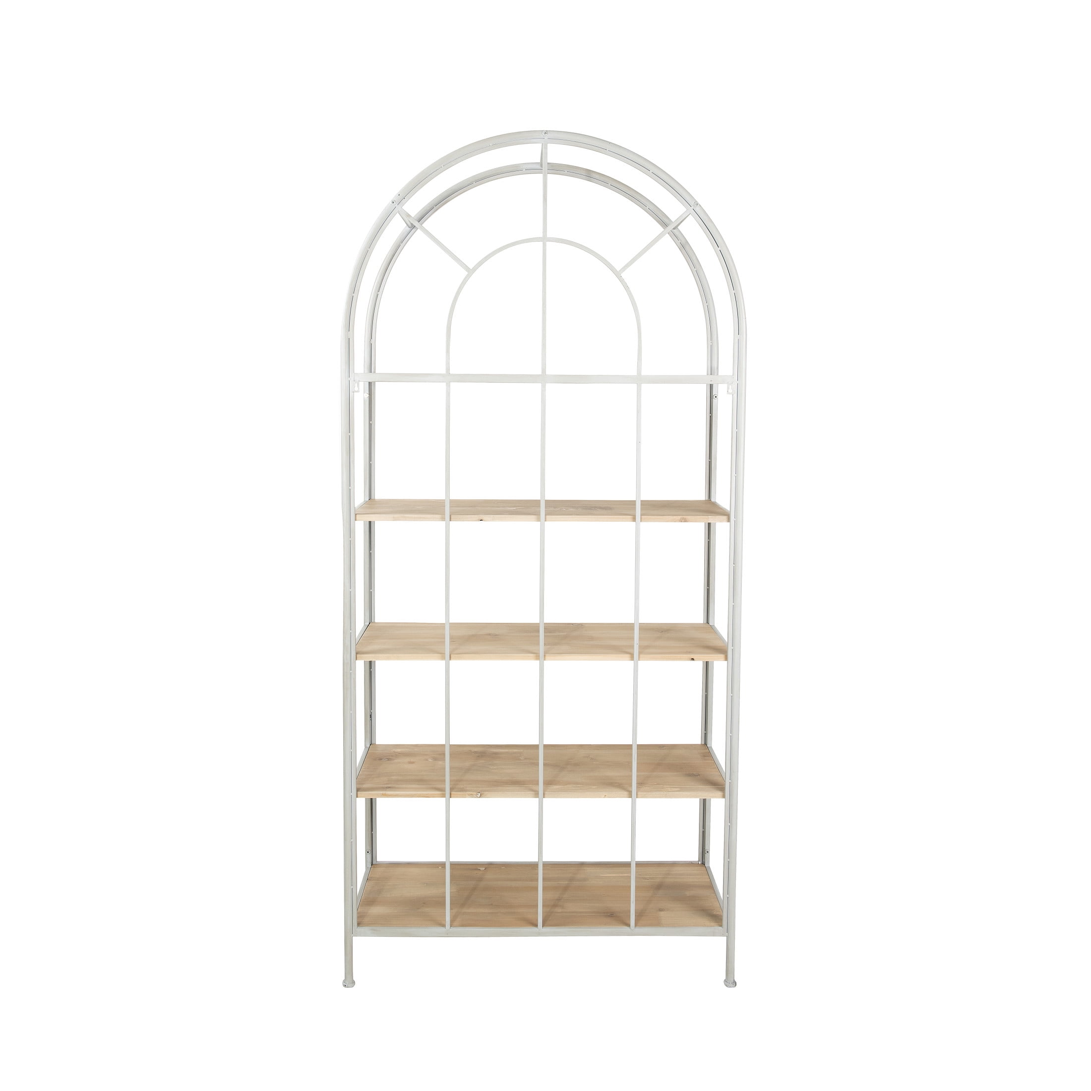Creative Co-Op Metal Framed and Wood Bookshelf with 5 Shelves, Natural and White