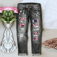 thumbnail image 2 of Aayomet Tall Womens Clothes Womens Jeans Independence Day Print Ripped Pants,Black L, 2 of 3