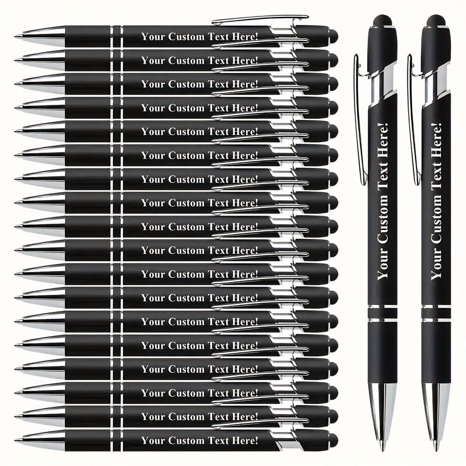Personalized Pens Bulk Set – Custom Name Engraved Ballpoint Pens With Stylus, 18 Colors, Free Engraving
