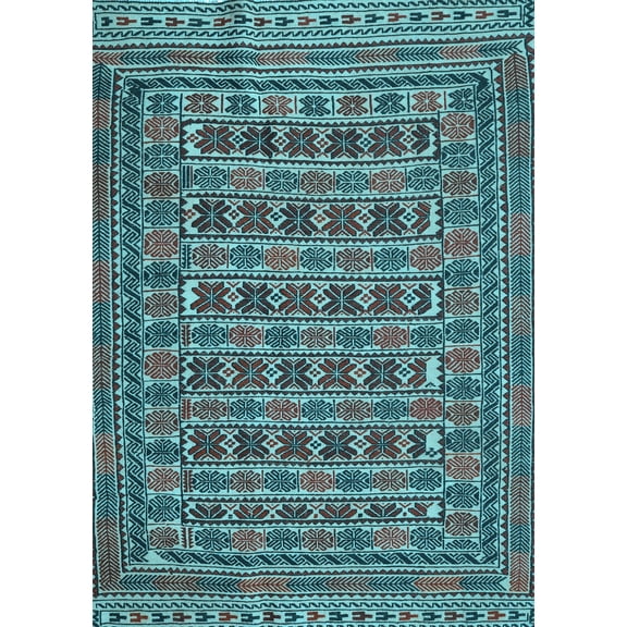 Ahgly Company Indoor Rectangle Persian Light Blue Traditional Area Rugs, 5' x 7'