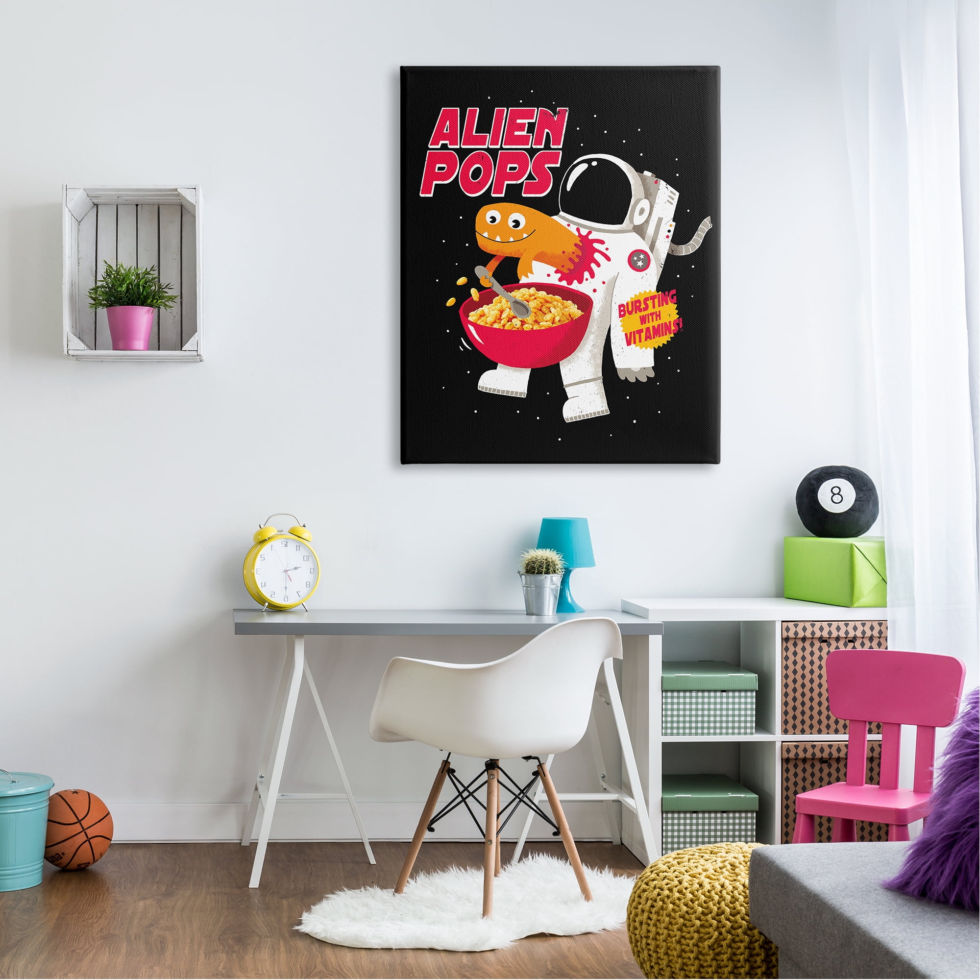 Stupell Industries Alien Pops Bold Modern Cartoon Character Cereal Canvas Wall Art, 36 x 48, Design by Michael Buxton