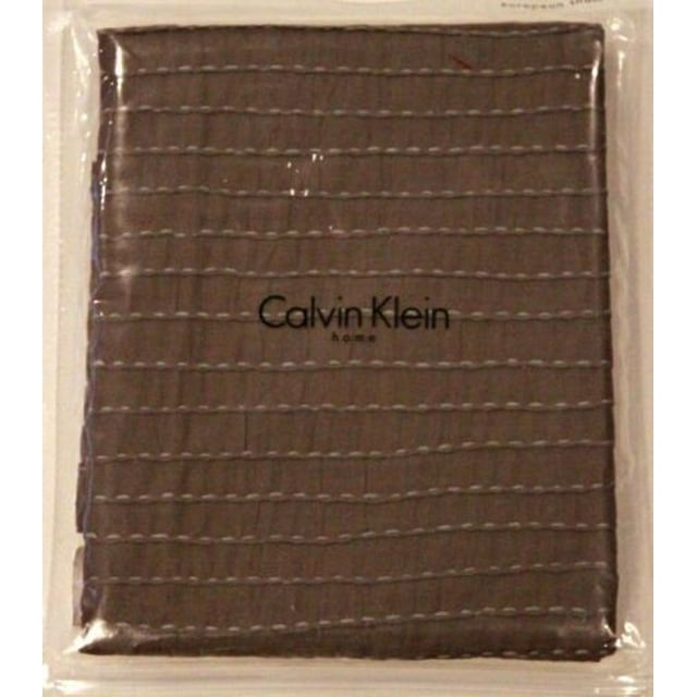 CALVIN KLEIN HOME European PILLOW Sham EMBROIDERED Rows BARK Tea FLOWER $165