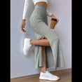thumbnail image 4 of Faldas Tubo de Punto Ajustadas para Mujer, Falda Midi de Cintura Alta con Abertura Elástica Gris M, 4 of 7