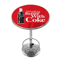 Coke Chrome Pub Table Coca-Cola Things Go Better with Coke Bottle Art by Trademark Global LLC