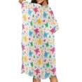 thumbnail image 3 of Xoenoiee Colorful Turtle Starfish Conch Pattern Women Short Sleeve Kimono Cardigan Lightweight Open Front Cover Up Loungewear Cape Casual Loose Resort Wear for Summer, 3 of 7