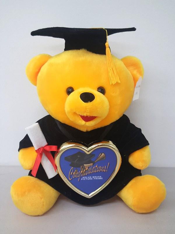 Gibson Brown Teddy Bear Black Graduation Cap Gown Nylon Plush Stuffed Animal Toy Tag Vintage 90s
