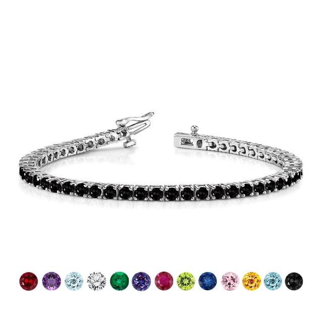 JeenMata Pulsera de Tenis de Corte Redondo de 3 Quilates Diseño de Eternidad, Chapado en Oro Blanco, para Mujer y Adulto